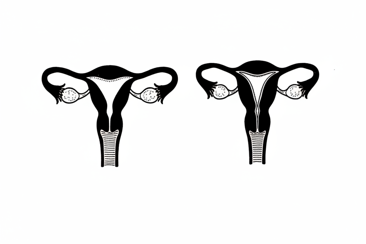 Female reproductive system showing uterus, fallopian tubes, and ovaries